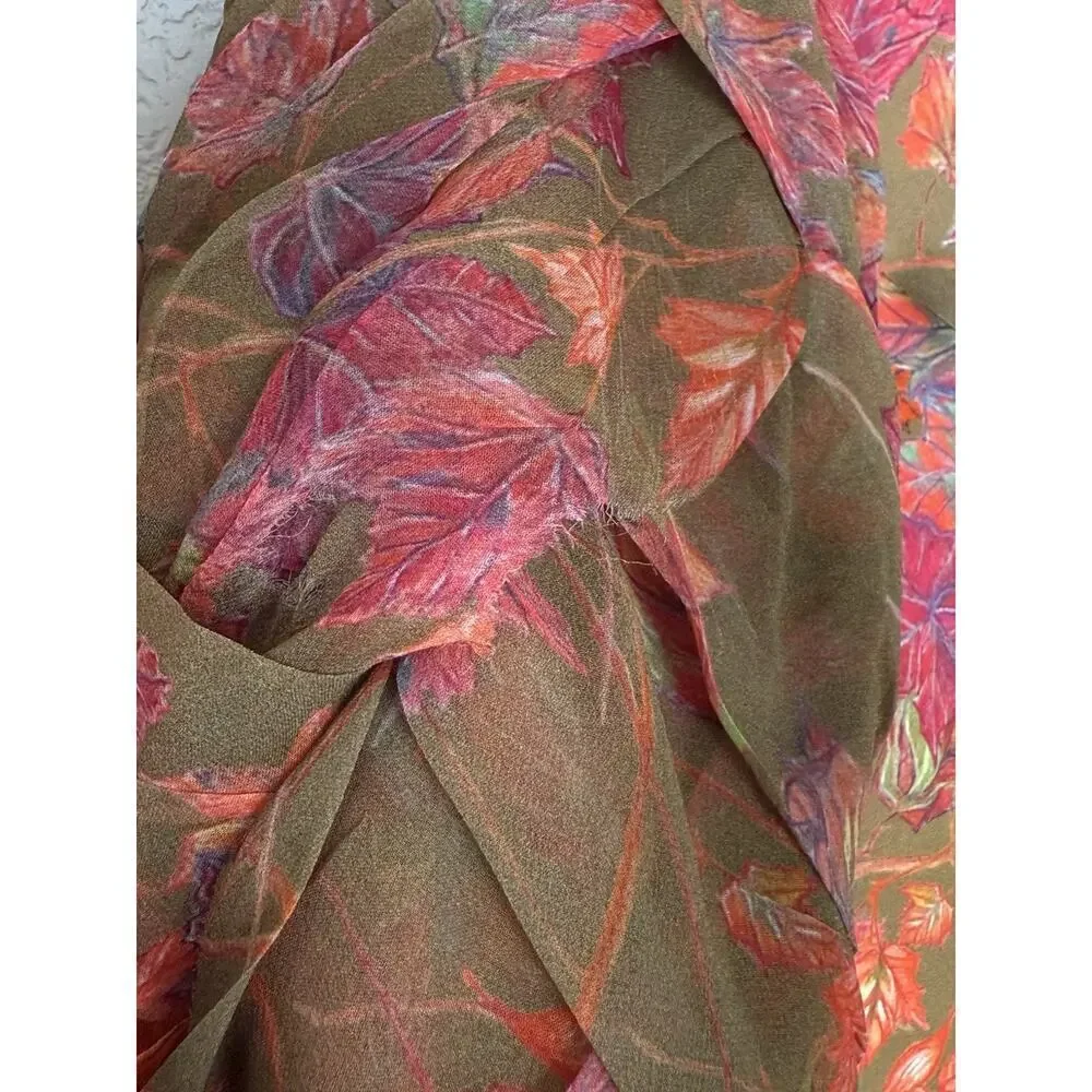 Ala Von Auersperg Rosa Silk Blouse Size XS Autumn Leaves Flaw